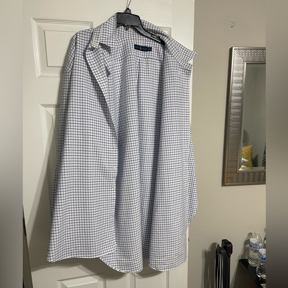 EUC multi color white, blue and black button down Polo Ralph Lauren shirt 4XLT
